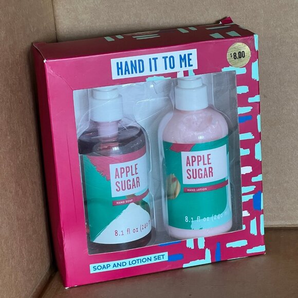 Apple Sugar Hand Soap And Lotion Set Hand It To Me 8.1 oz Bottles New in Box - Picture 1 of 2